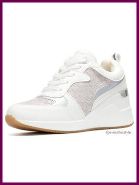 Wedge Sneakers High Heel Platform Tennis Shoes Breathable Knit Lace-Up Women